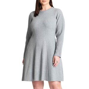 Eloquii NEW 22/24 Ribbed Fit and Flare Long Sleeve Sweater Dress